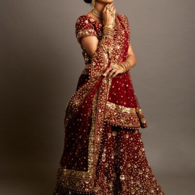 Radiant Maroon Heavy Sequin Embellished Bridal Lehenga